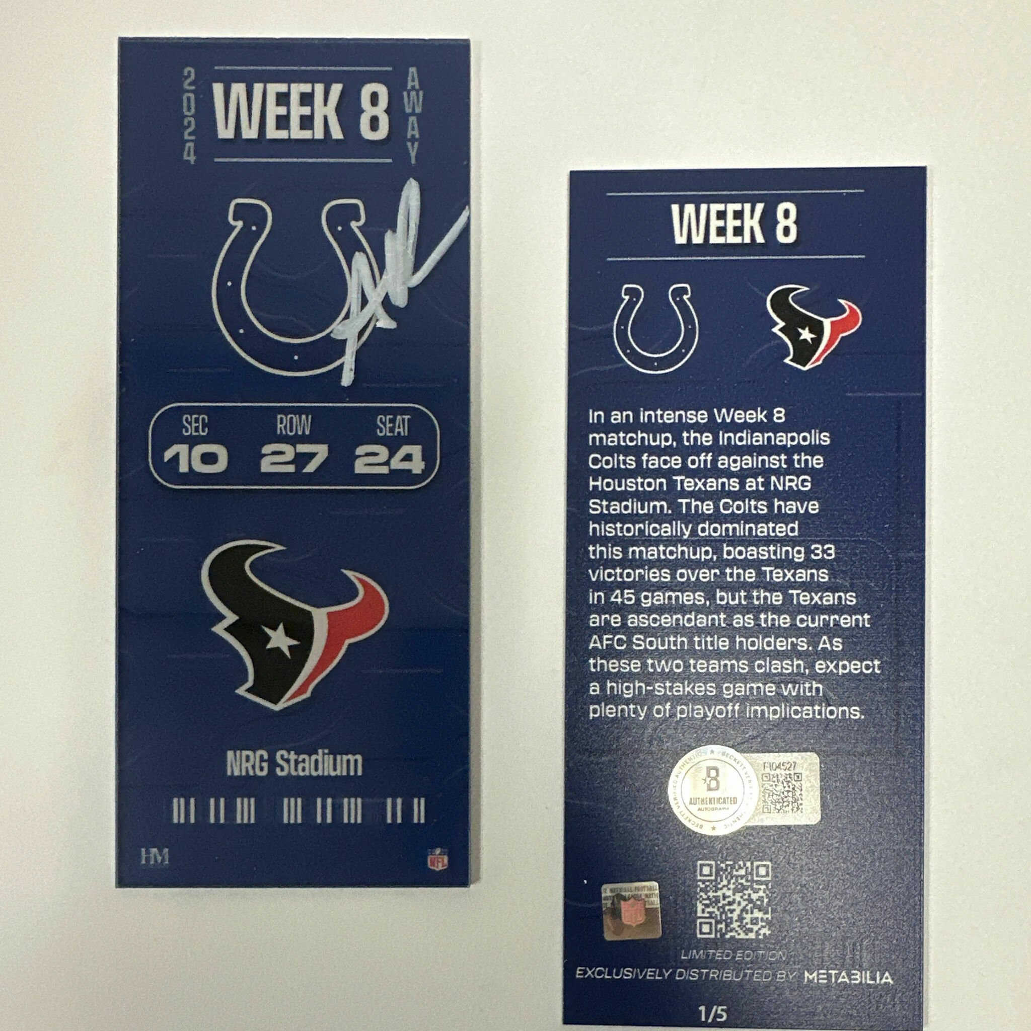 Richardson Signed Week 8 Commemorative Ticket