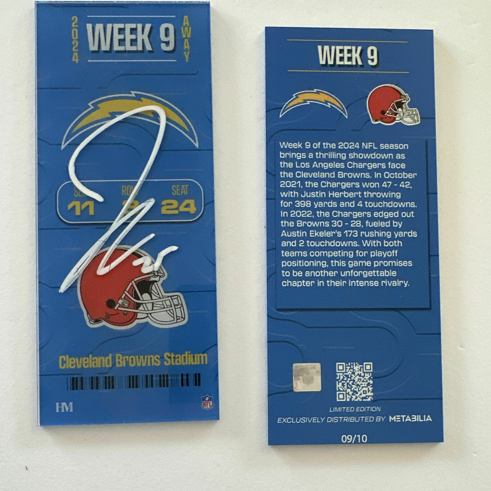 Colson Signed Week 9 Commemorative Ticket