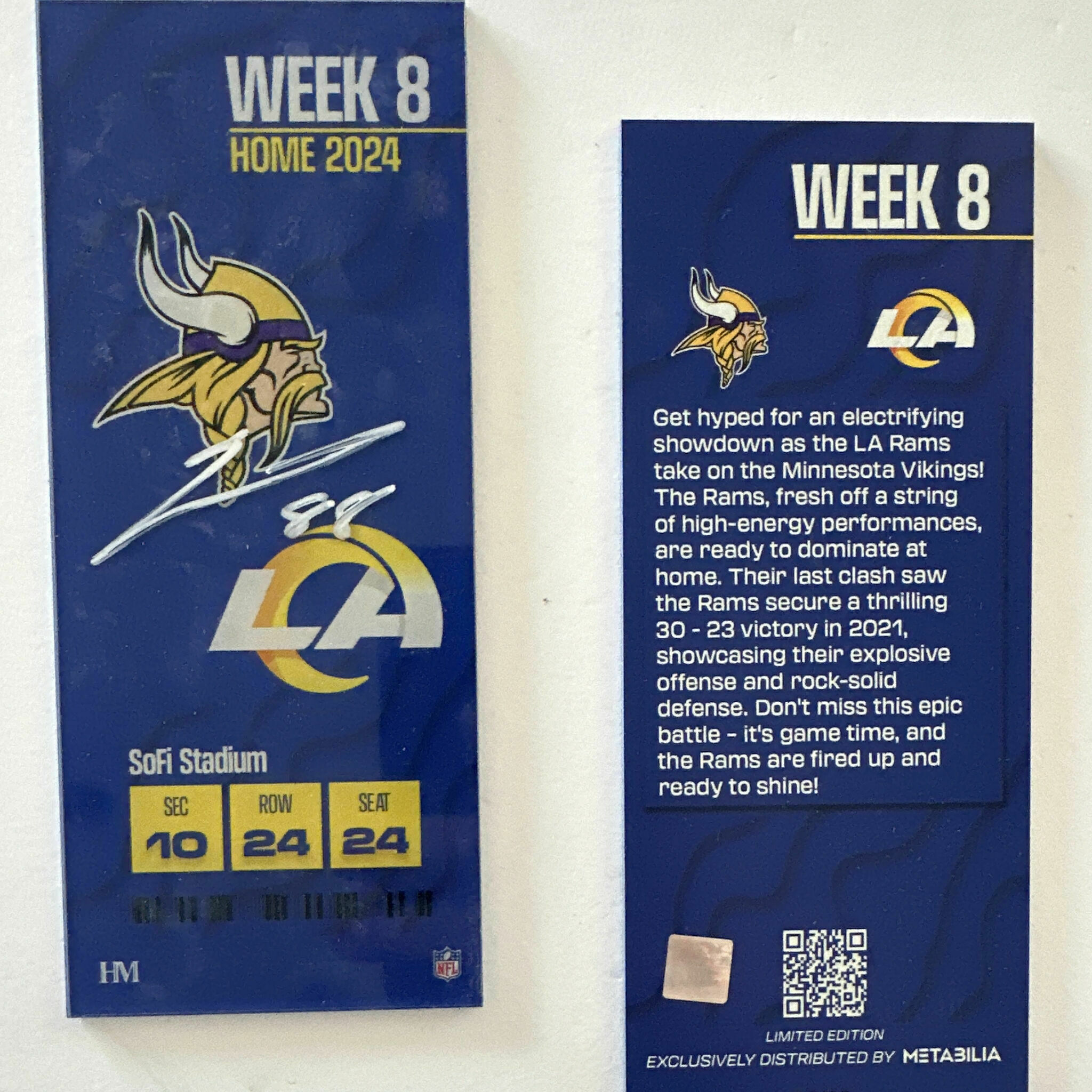 Whittington Signed Week 8 Commemorative Ticket
