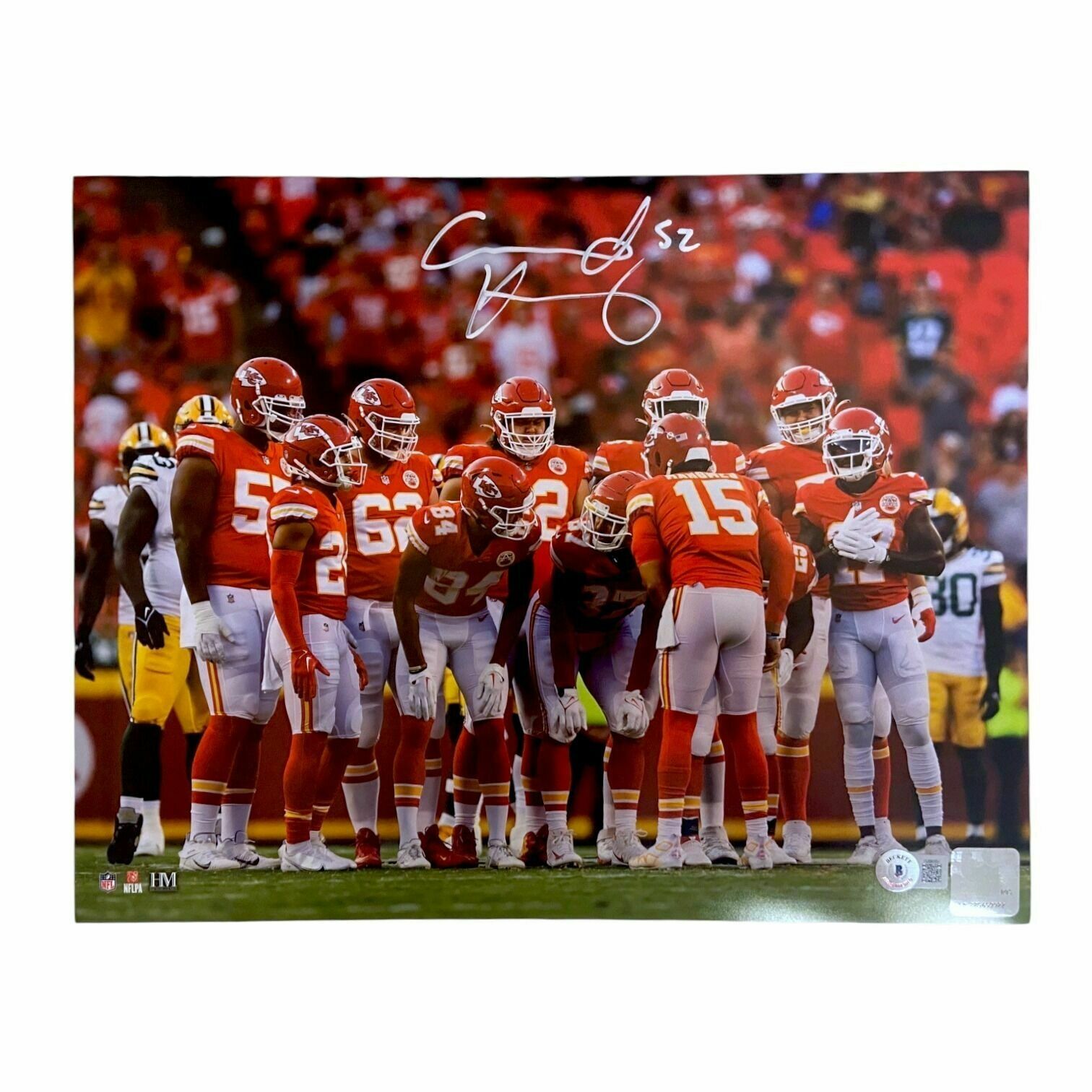 Creed Humphrey Autographed 8x10 Huddle Photo - Beckett
