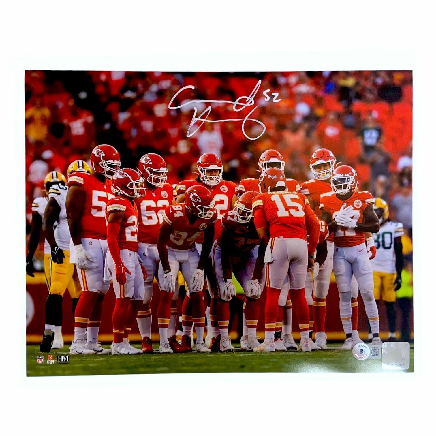 Creed Humphrey Autographed 11x14 Huddle Photo - Beckett