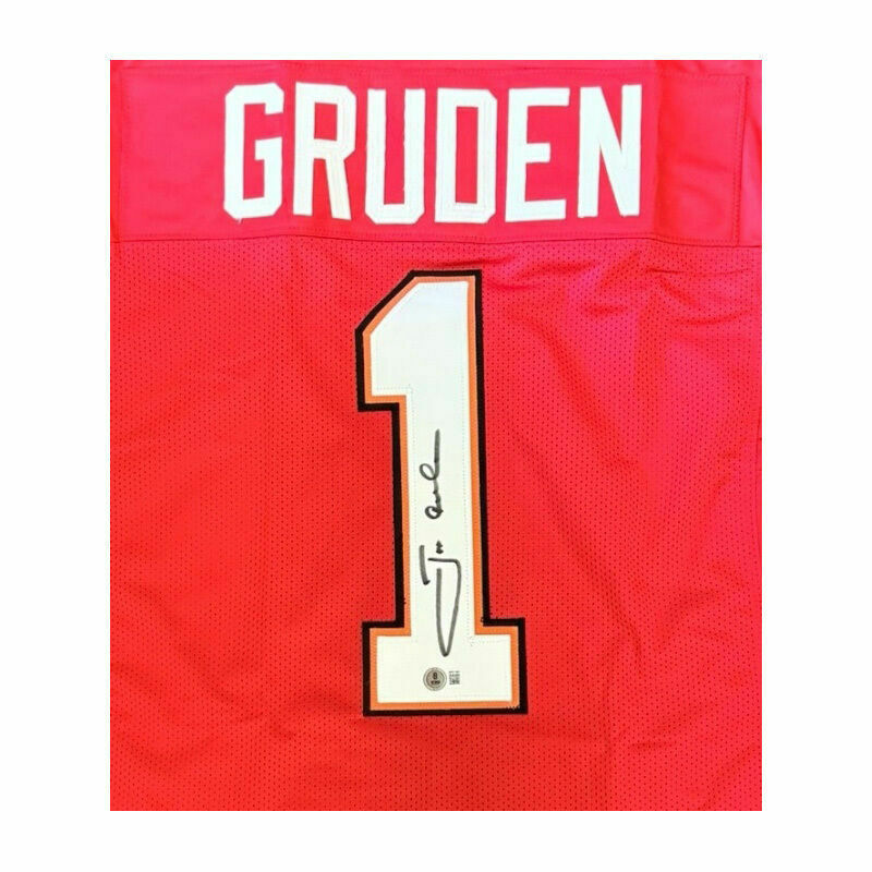 Jon Gruden Autographed Custom Red GRUDEN Jersey - Beckett