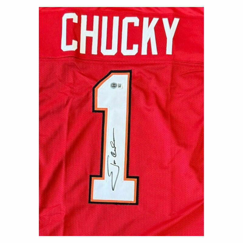 Jon Gruden Autographed Custom Red CHUCKY Jersey - Beckett