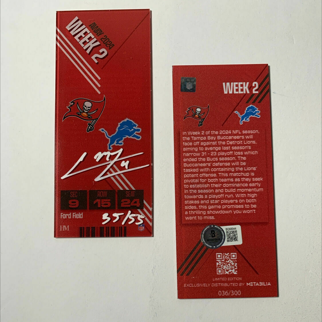 McLaughlin Signed Week 2 Commemorative Ticket