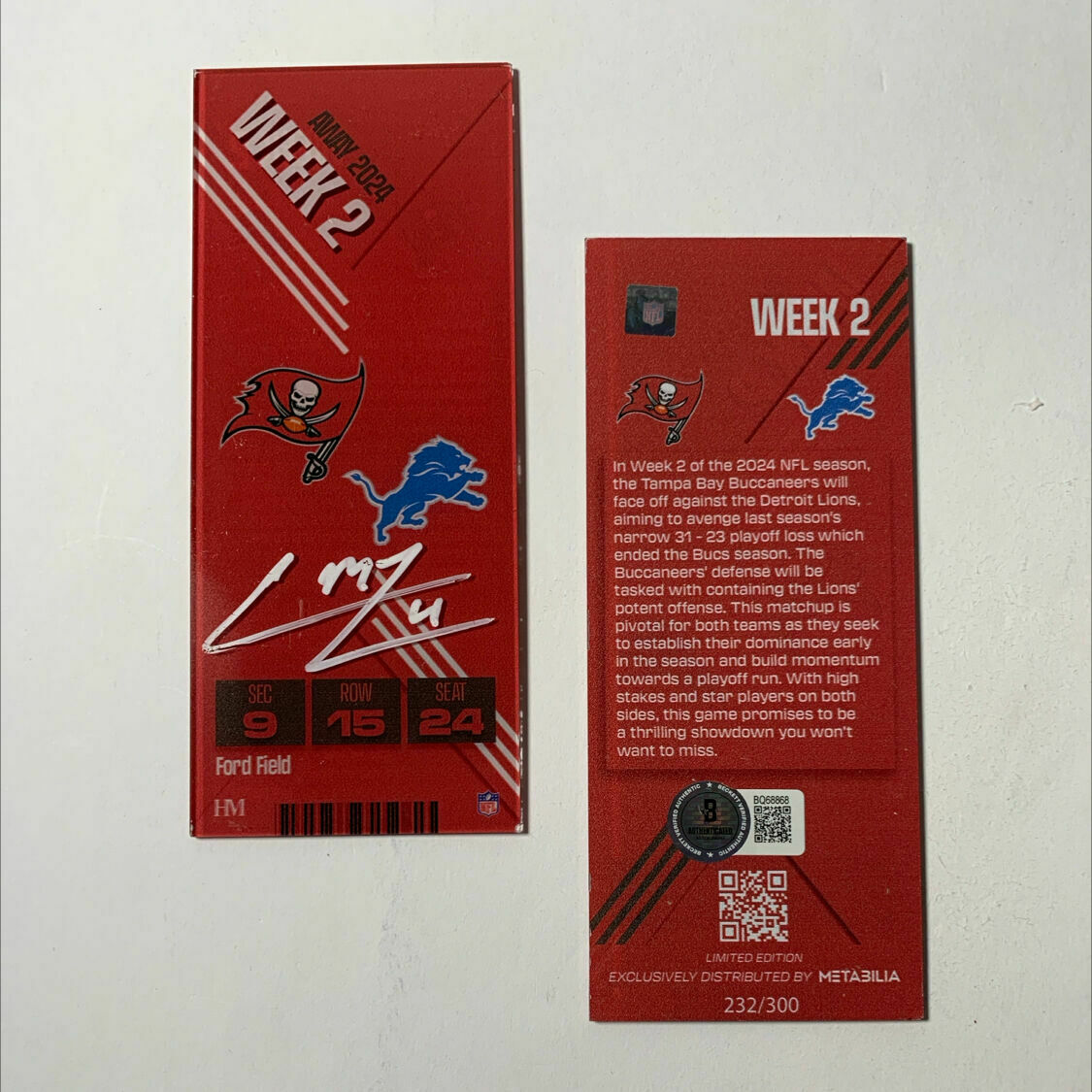 McLaughlin Signed Week 2 Commemorative Ticket