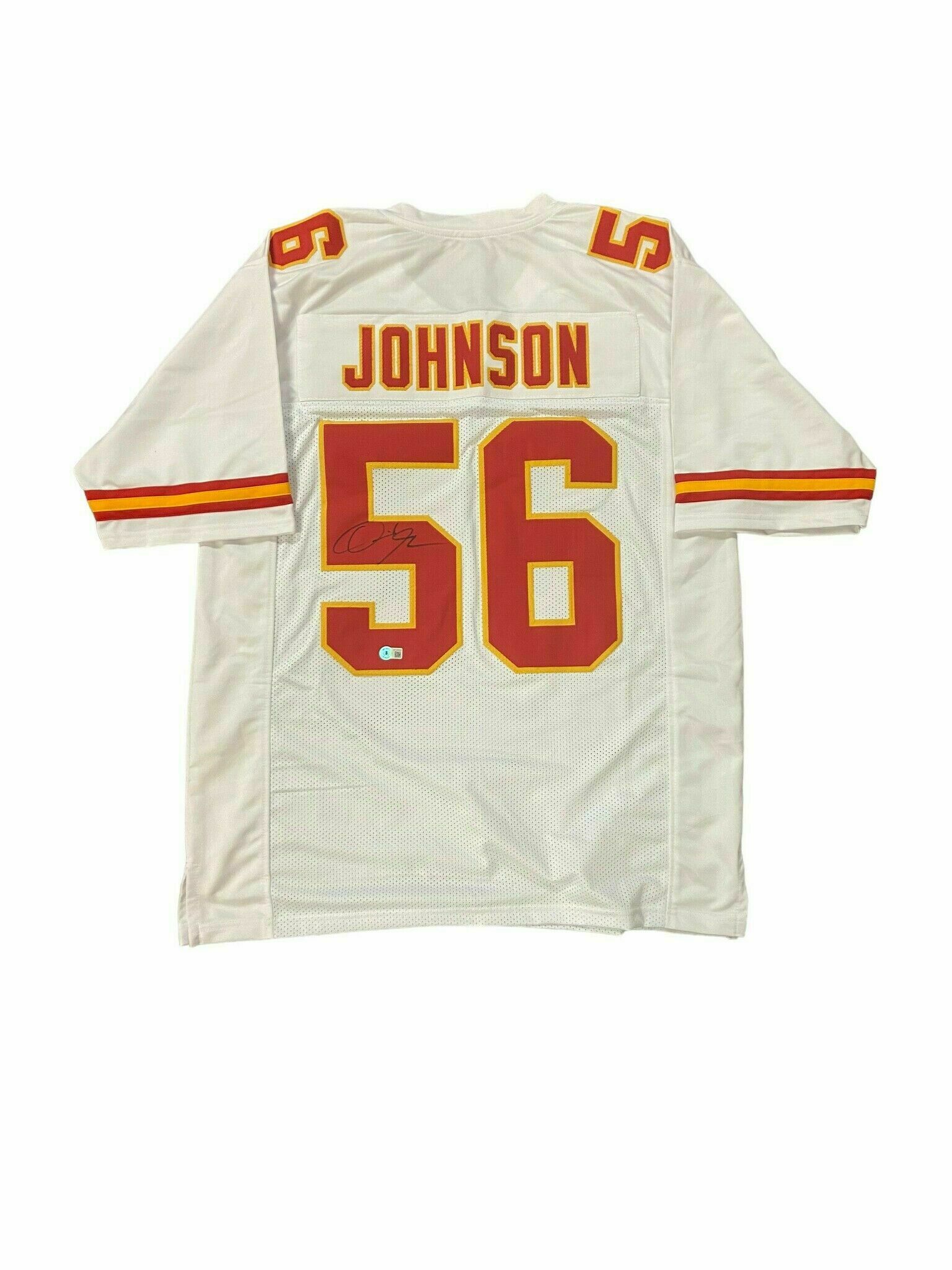 Derrick Johnson Autographed Custom #56 White Jersey - Beckett