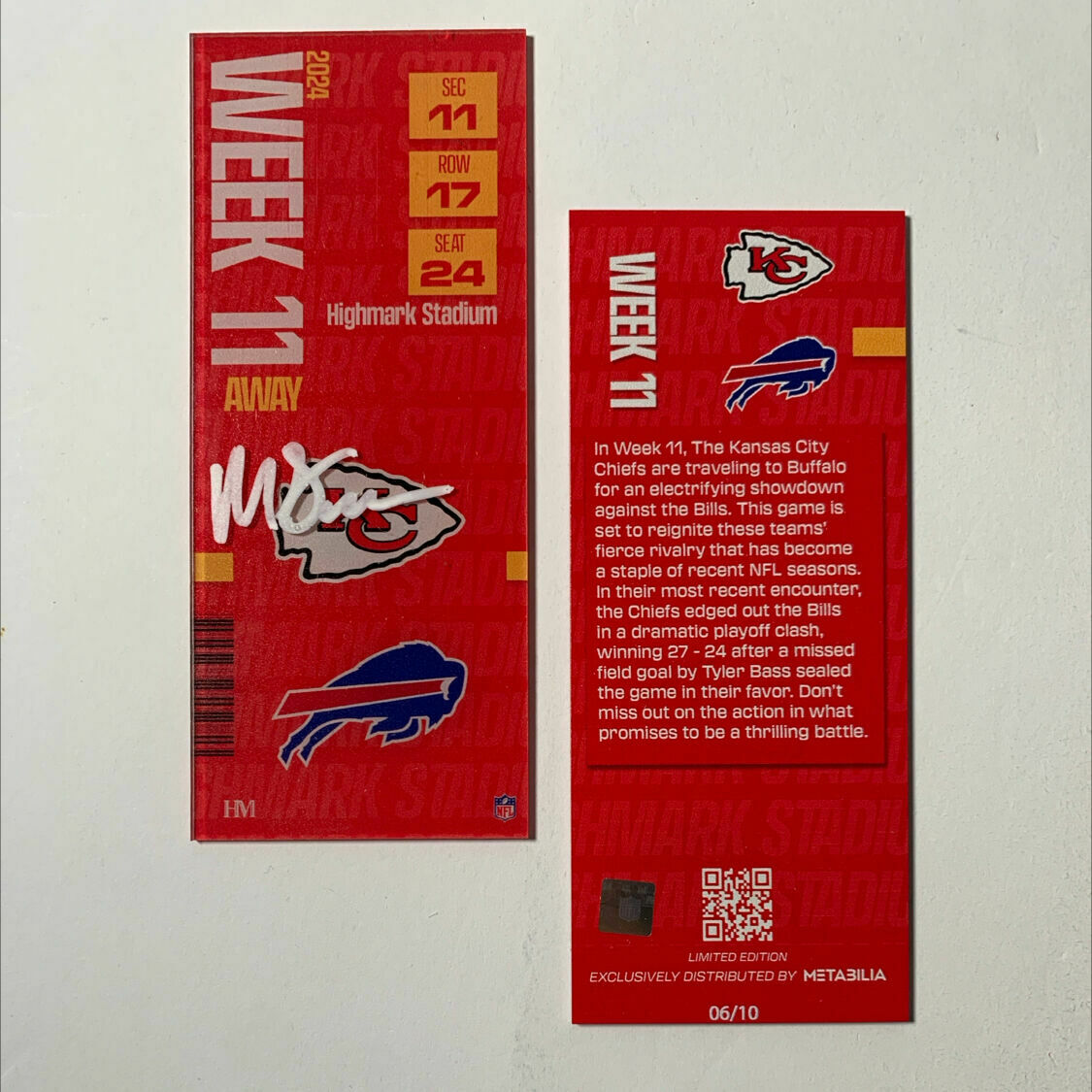 Danna Signed Week 11 Commemorative Ticket