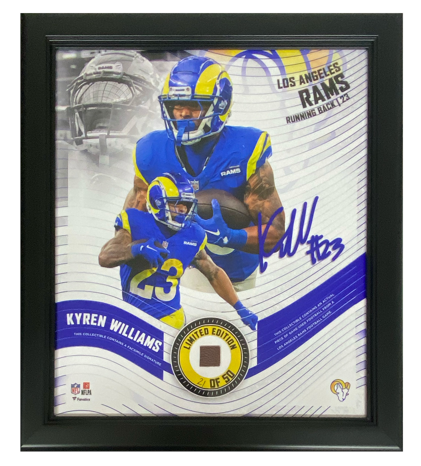 Kyren Williams L.A. Rams Framed 15" x 17" Game Used Football Collage LE 50