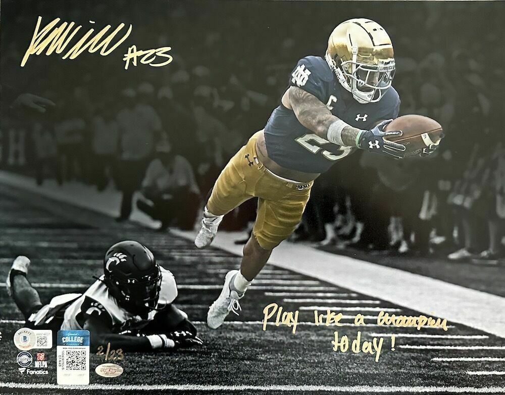 Kyren Williams Autographed (in gold ink) & Inscribed "Play Like a Champion Today" 11" x 14" Photo Beckett / GDL LE 23
