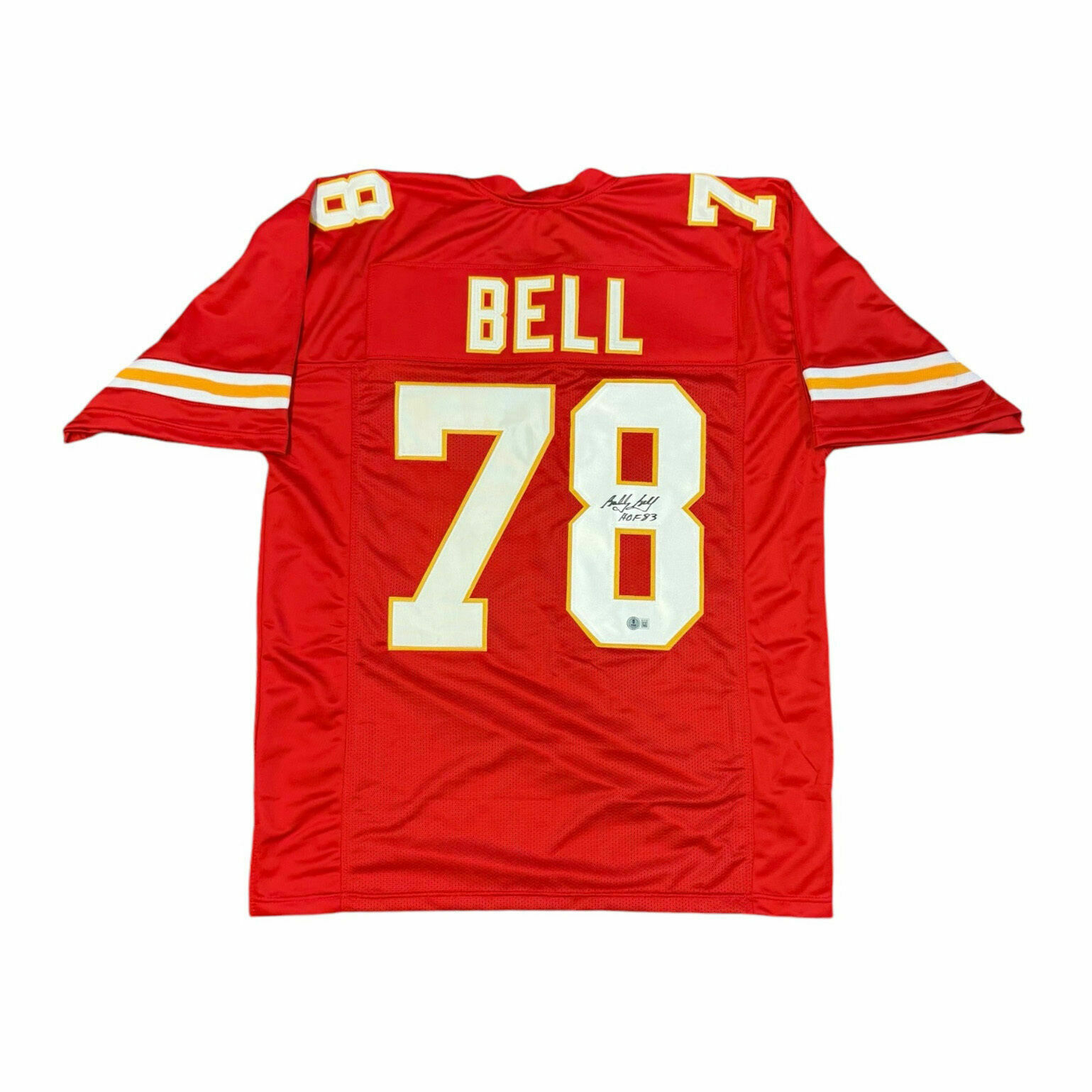 Bobby Bell Autographed Custom Red Jersey with 'HOF 83' Inscription - Beckett