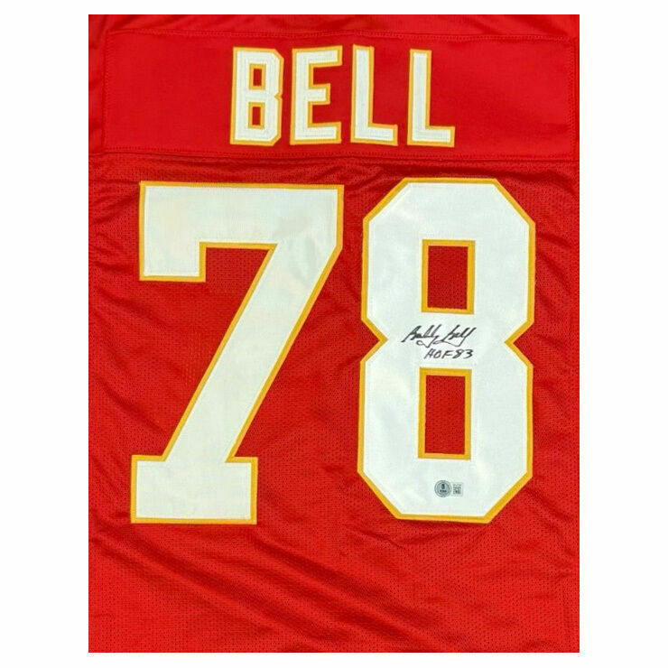 Bobby Bell Autographed Custom Red Jersey with 'HOF 83' Inscription - Beckett