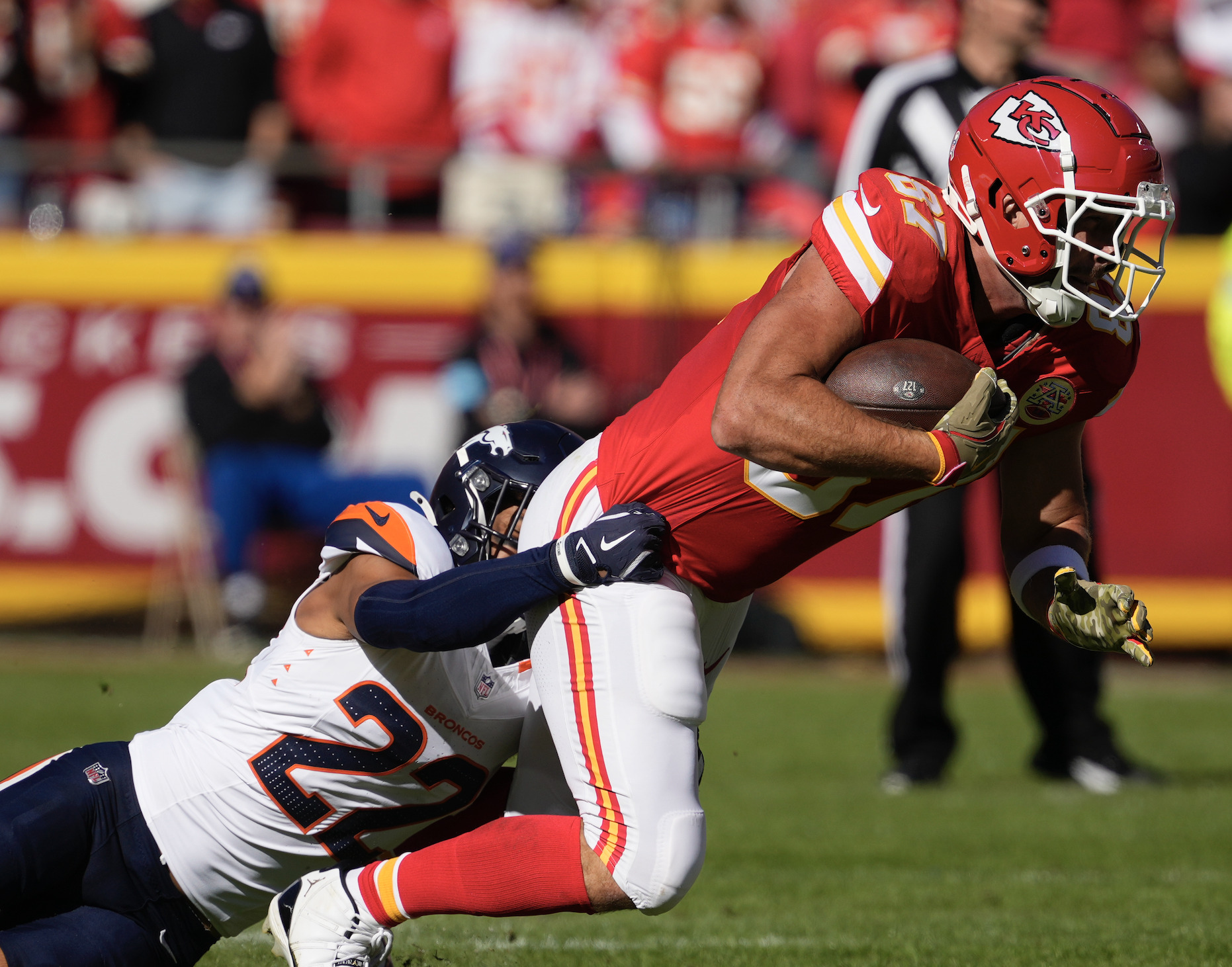 Mahomes & Kelce Signed & Inscribed Multi Game-Used Ball #127 - MAHOMES PHOTOMATCHED vs BUF & DEN