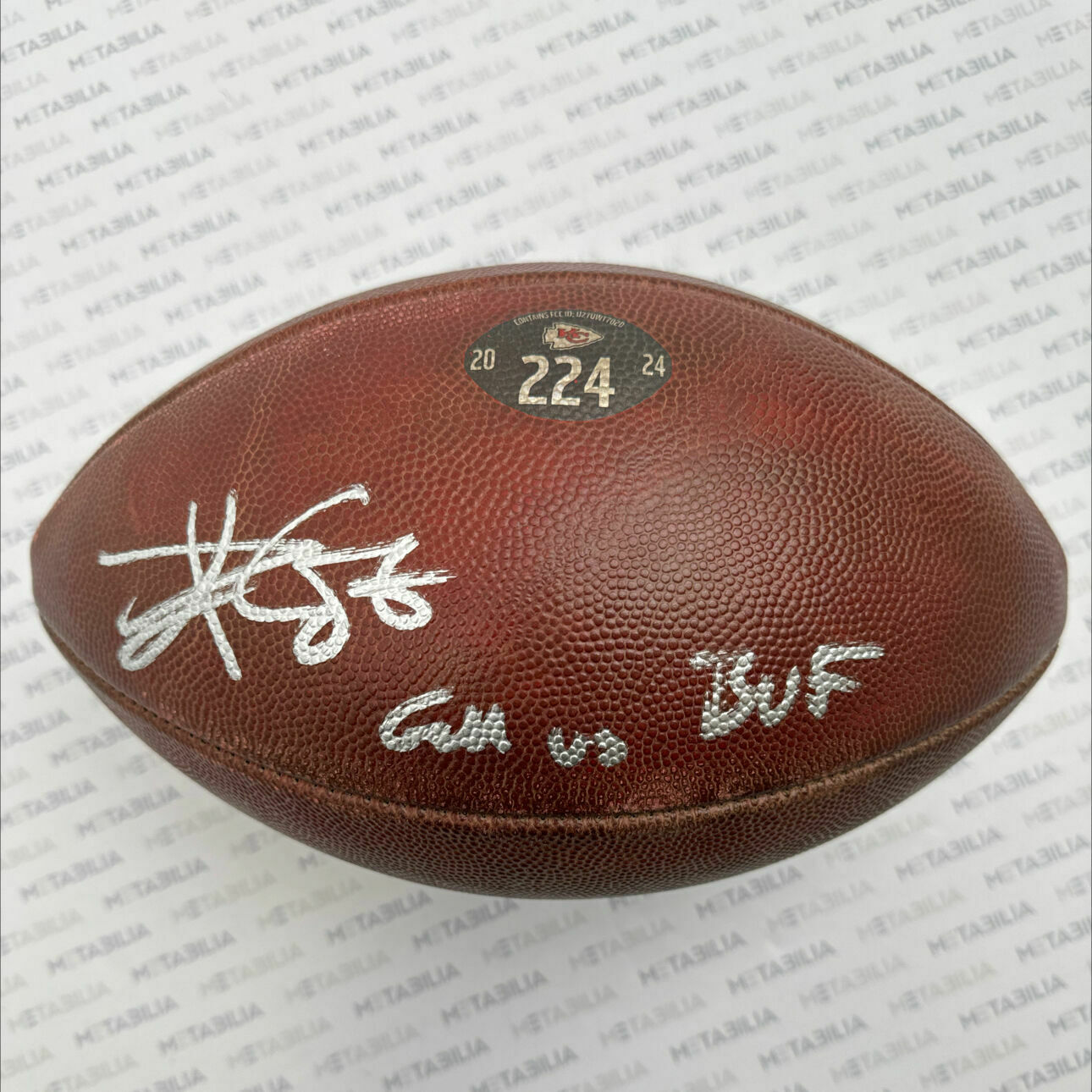PHOTOMATCHED Kelce Record-Tying Signed & Inscribed Multi Game-Used Ball #224 vs BUF & DEN