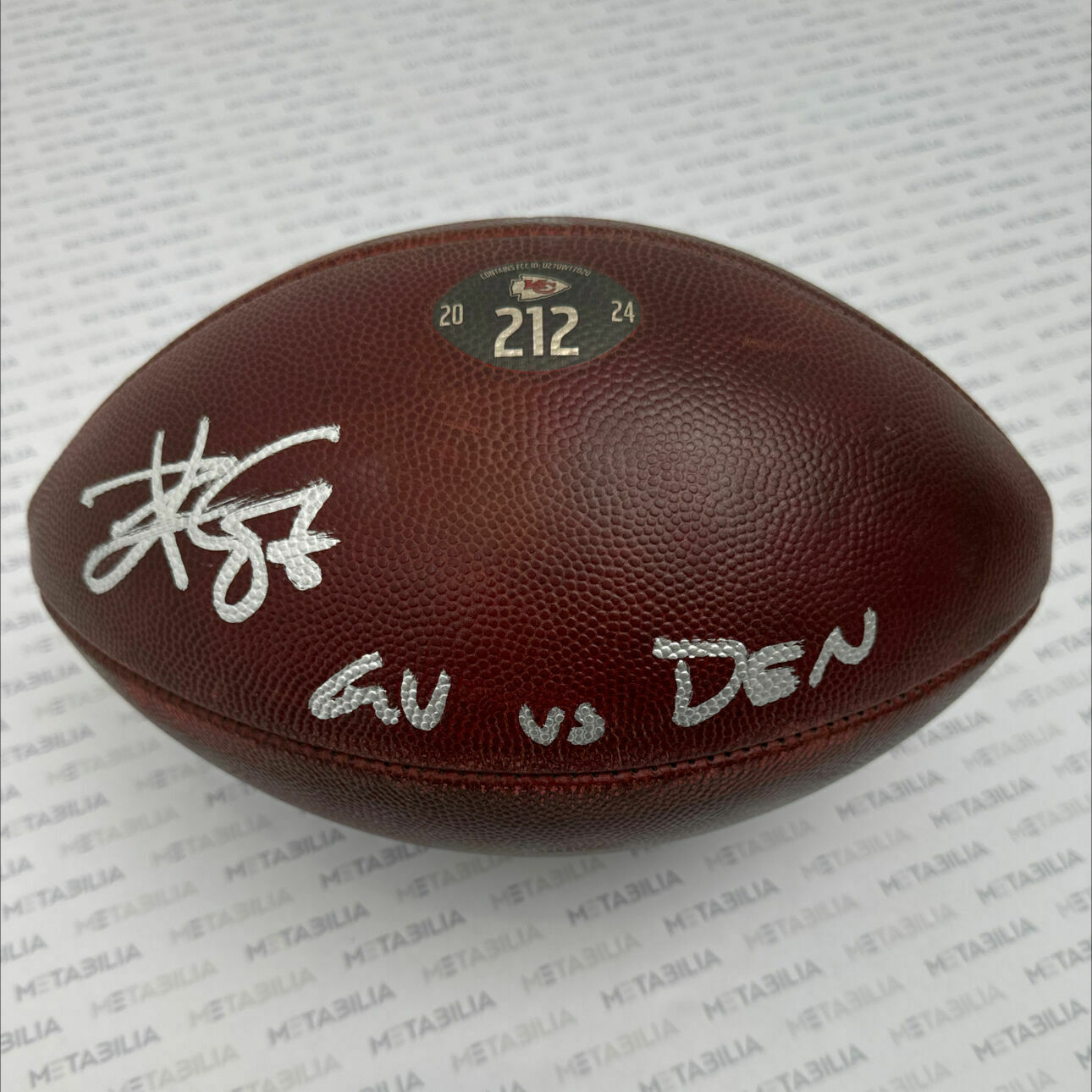Kelce Signed & Inscribed Game-Used Ball #212 vs DEN
