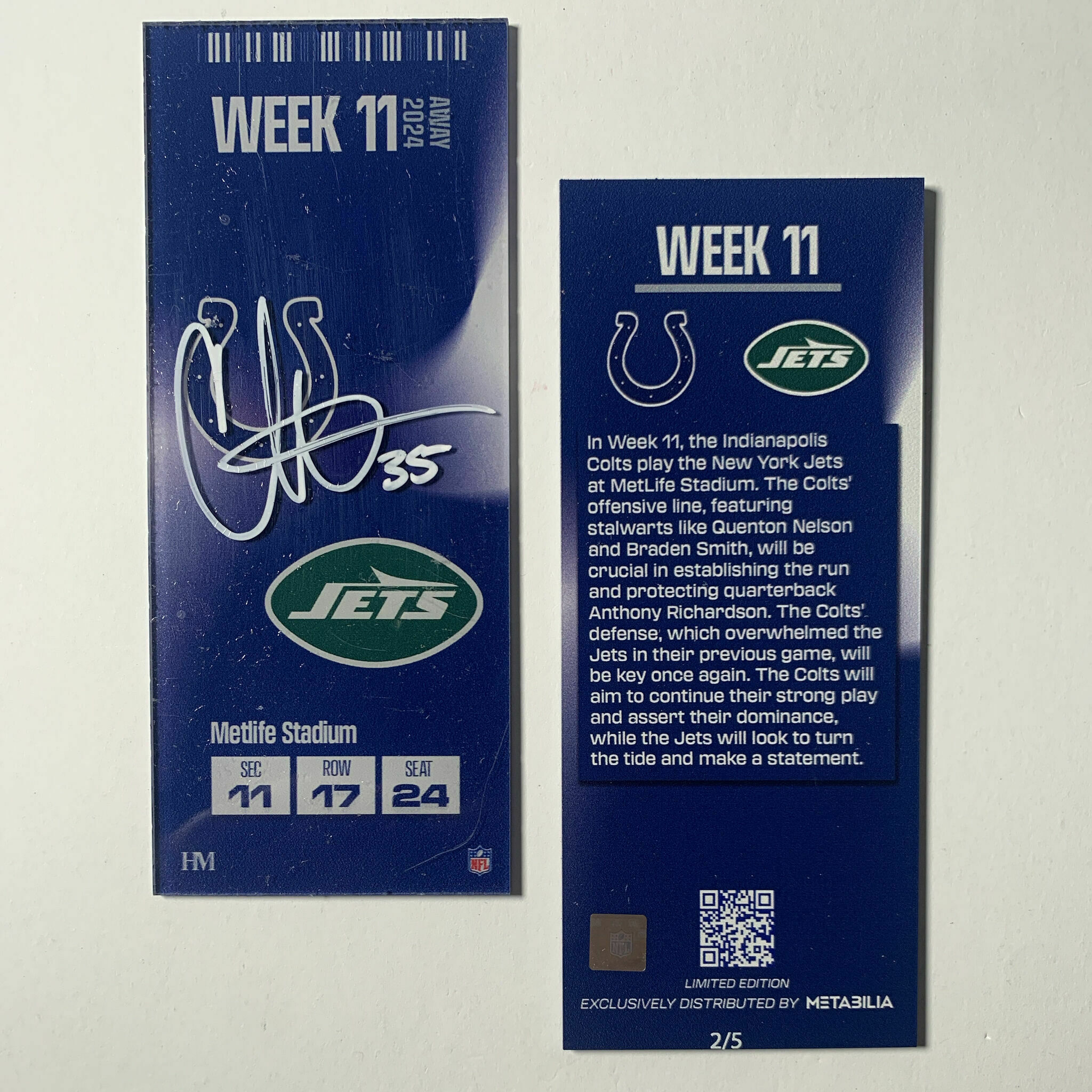 Lammons Signed Week 11 Commemorative Ticket
