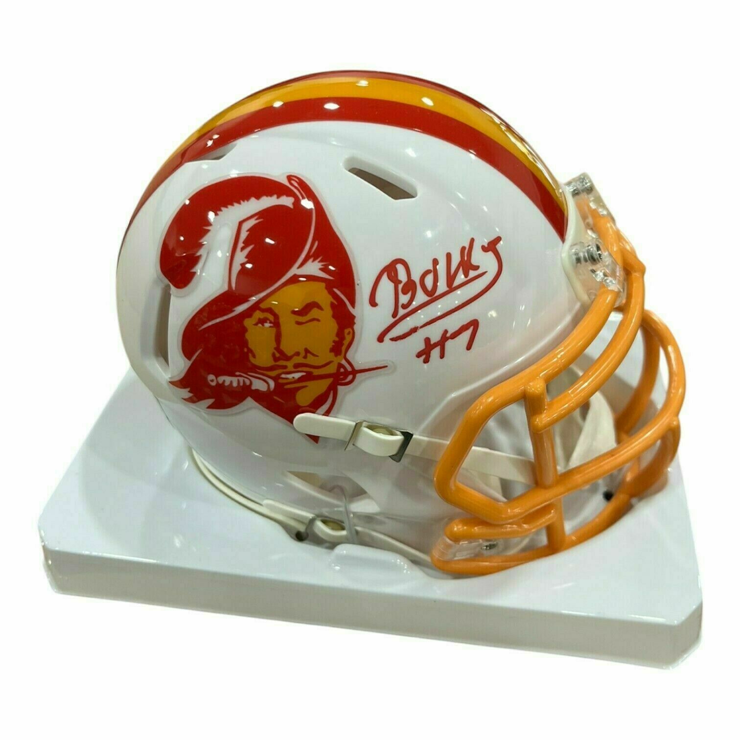 Bucky Irving Autographed Tampa Bay Buccaneers White Throwback Mini Helmet - Beckett