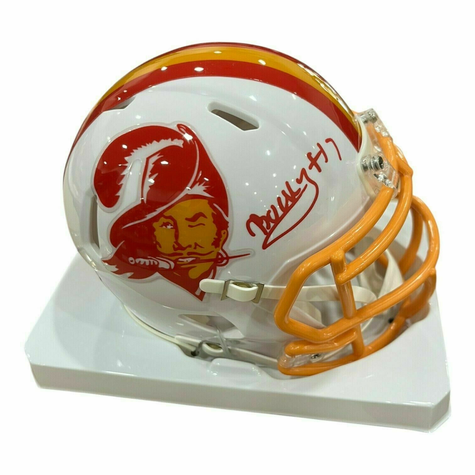 Bucky Irving Autographed Tampa Bay Buccaneers White Throwback Mini Helmet - Beckett
