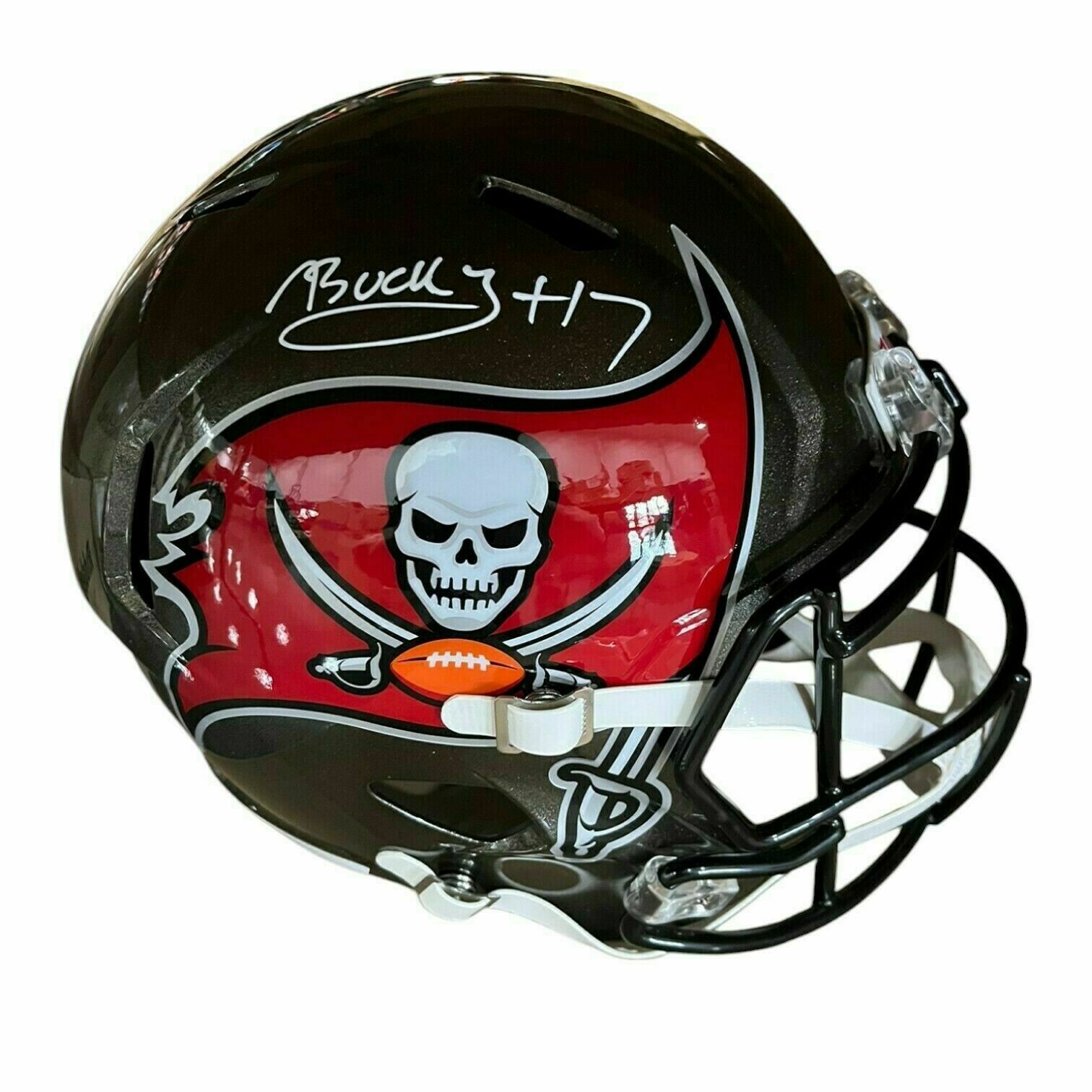 Bucky Irving Autographed Tampa Bay Buccaneers Full Size Pewter Replica Helmet - Beckett