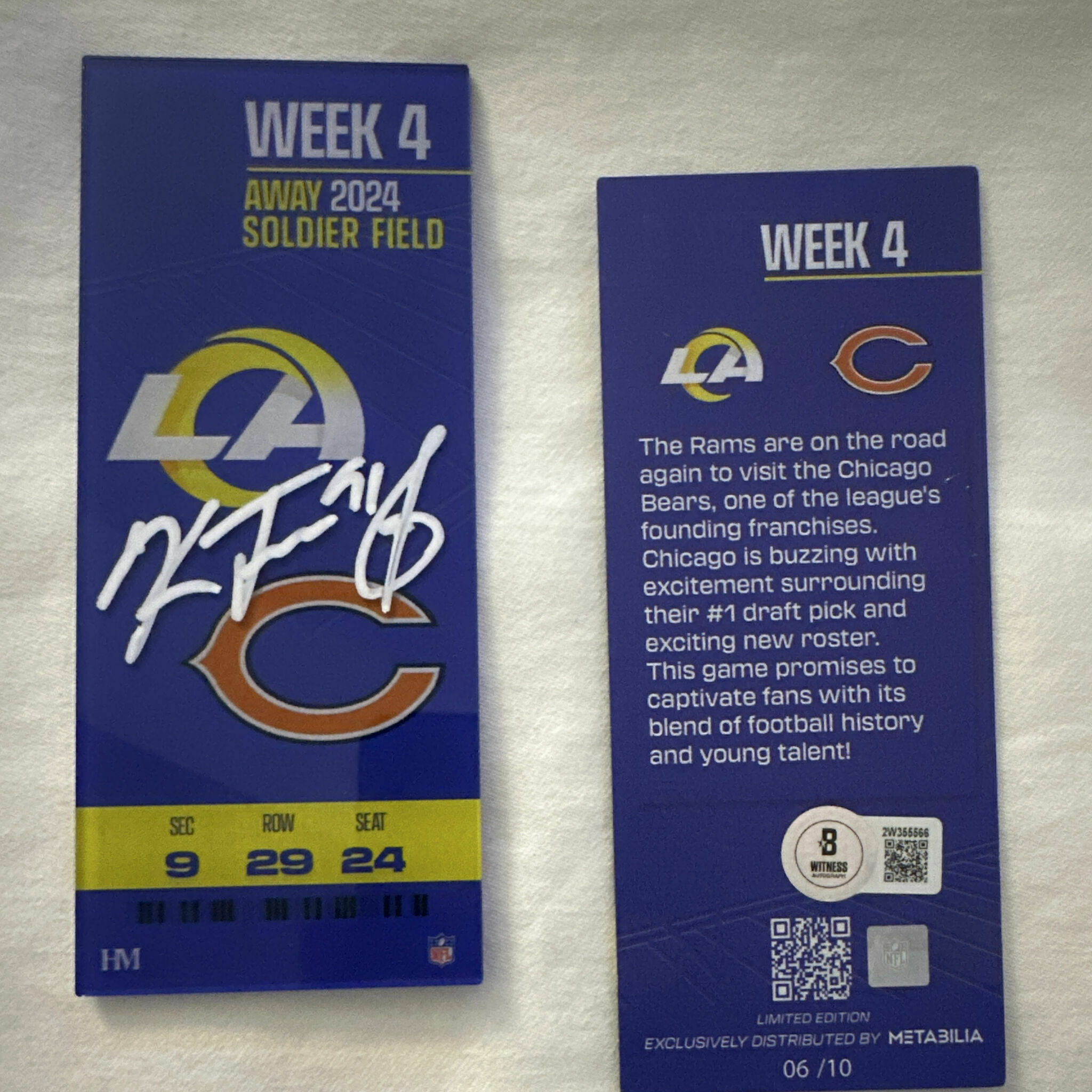 Turner Signed Week 4 Commemorative Ticket