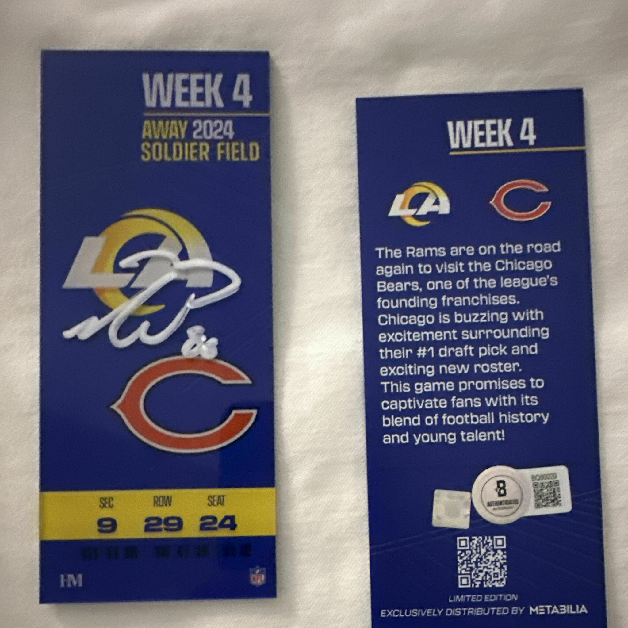 Parkinson Signed Week 4 Commemorative Ticket