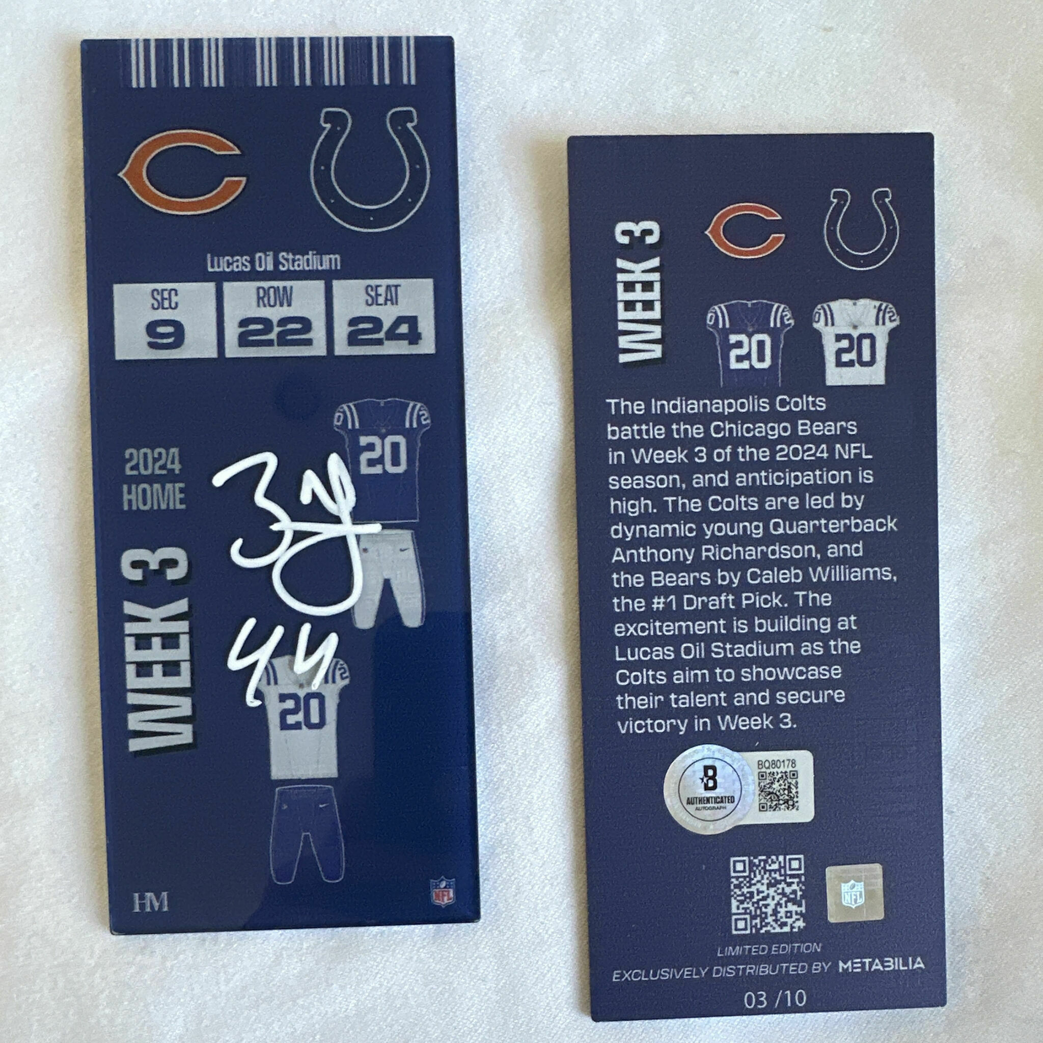 Zaire Franklin Signed Commemorative Ticket - Week 3
