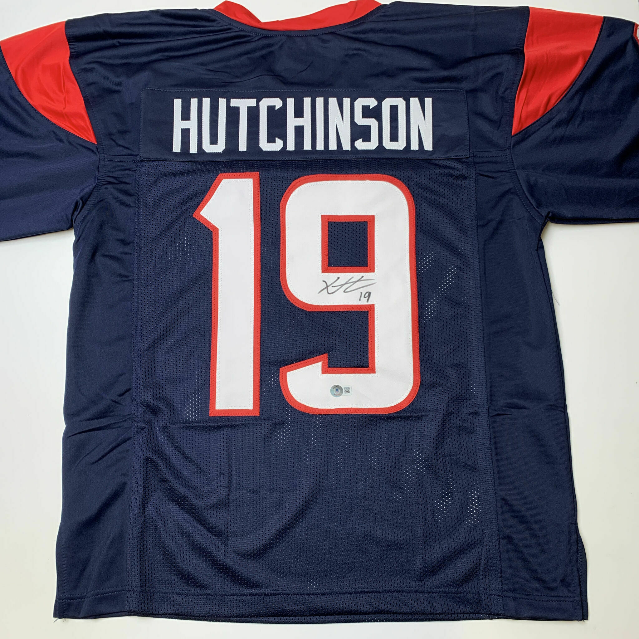 Hutchinson Signed Navy Blue Custom Jersey