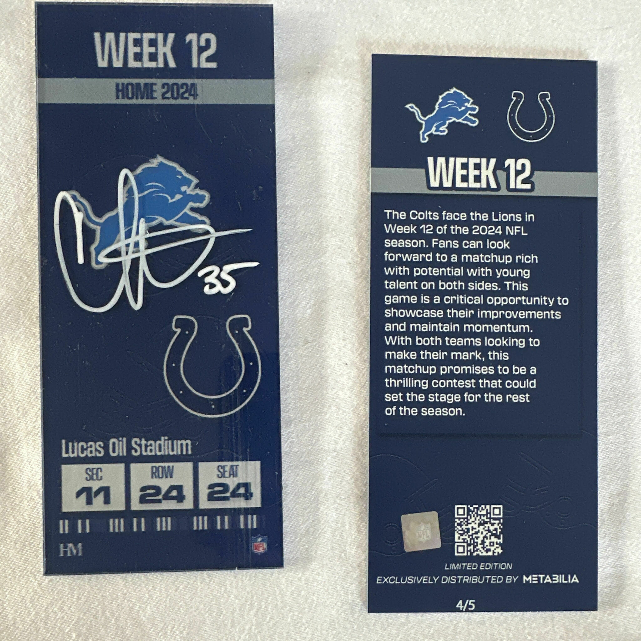 Lammons Signed Week 12 Commemorative Ticket