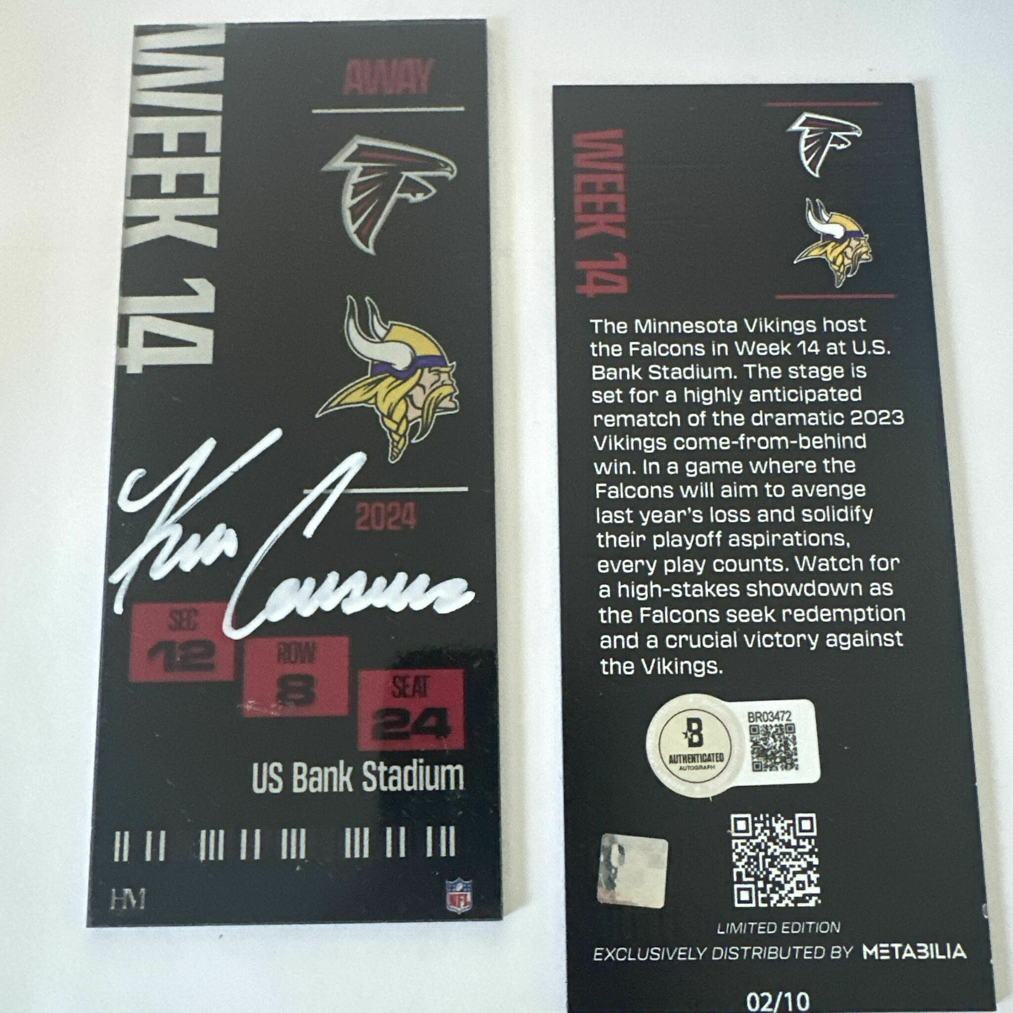 Cousins Autographed Week 14 Commemorative Ticket