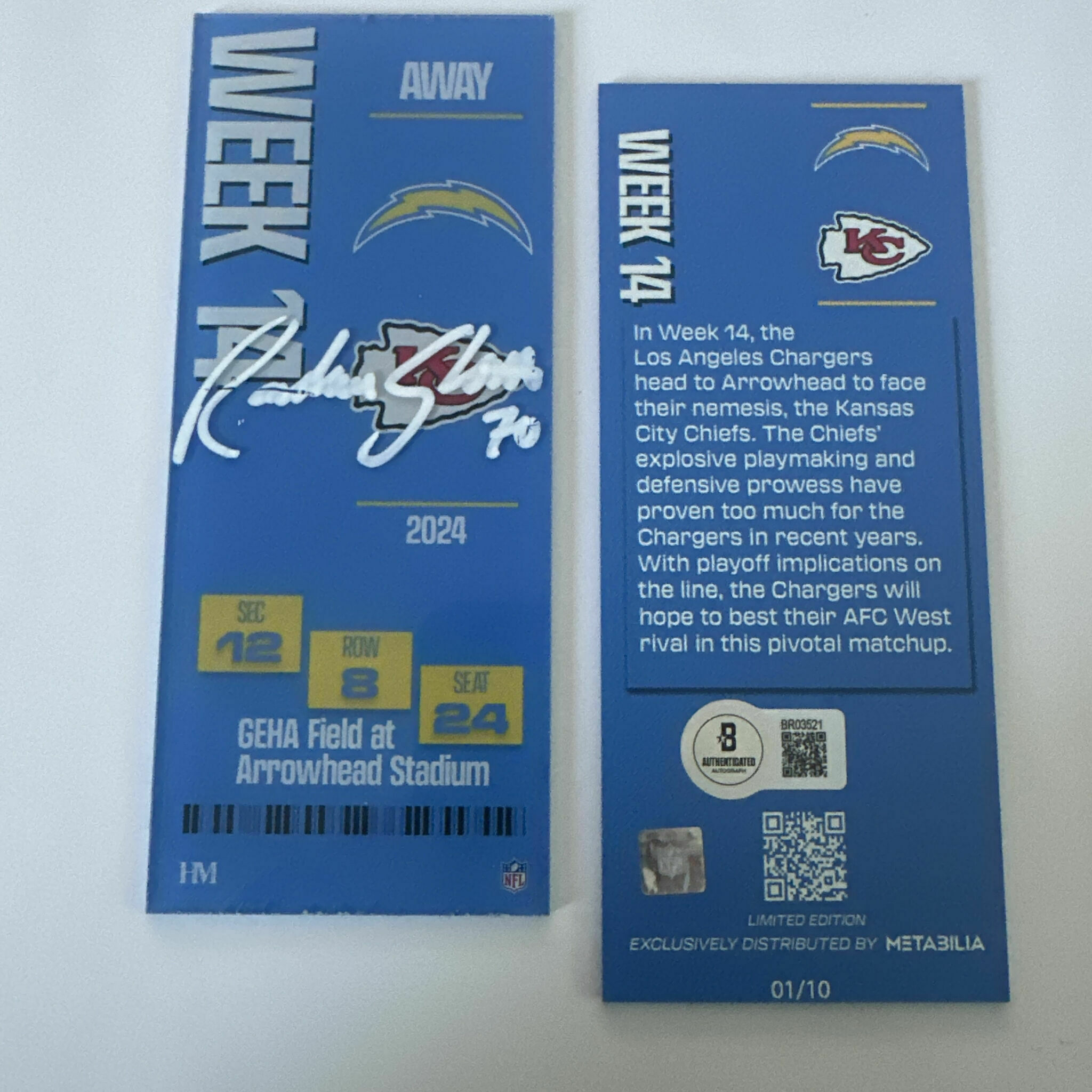 Rashawn Slater Signed Commemorative Ticket - Week 14