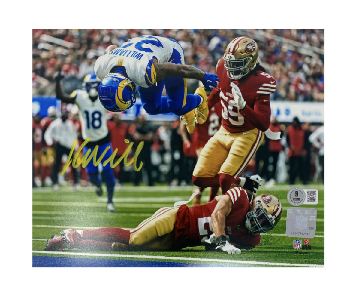 Kyren Williams Autographed (In Yellow) "TD Flip" Rams 8" x 10" Photo Beckett