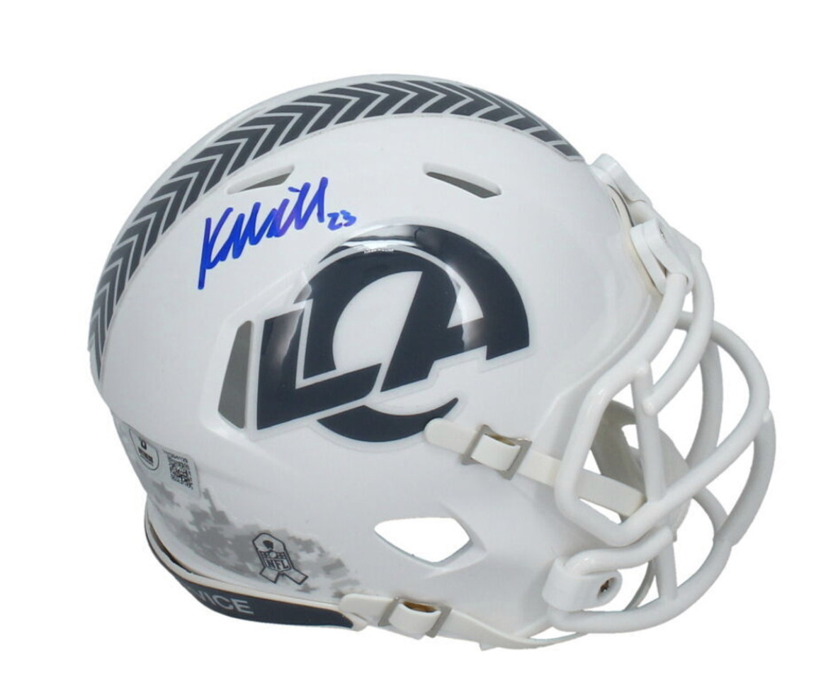 Kyren Williams Autographed (In Blue) Rams 2024 STS Mini Speed Helmet Beckett