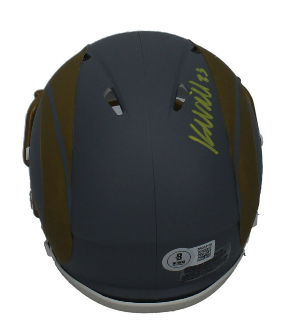 Kyren Williams Autographed (In Yellow) Rams Slate Mini Speed Helmet Beckett