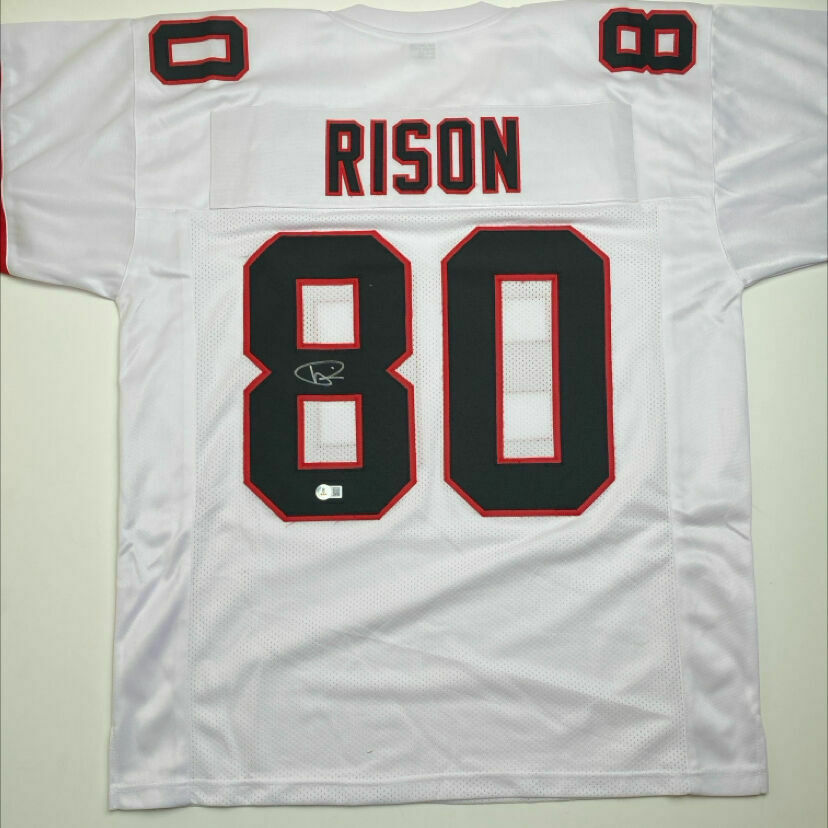 Rison Signed White Custom Jersey