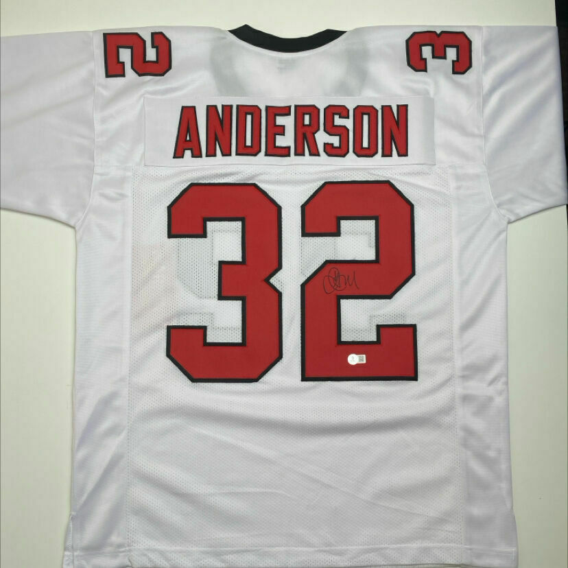 Jamal Anderson Signed White Custom Jersey