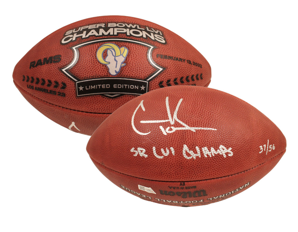 COOPER KUPP Autographed "SB LVI Champs" Super Bowl Champ Football FANATICS LE 56