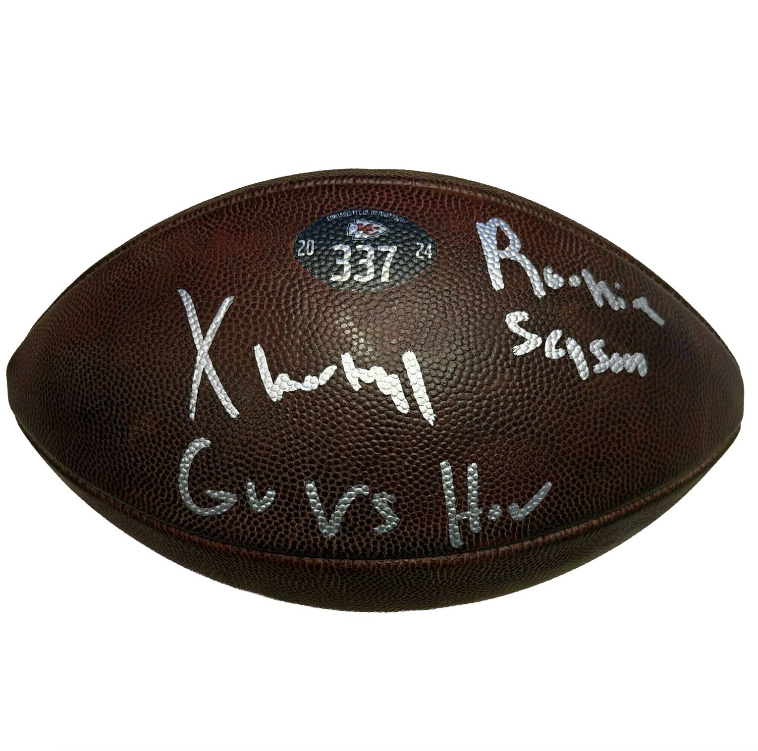 Xavier Worthy signed Rookie Season GU Ball #337 vs Texans