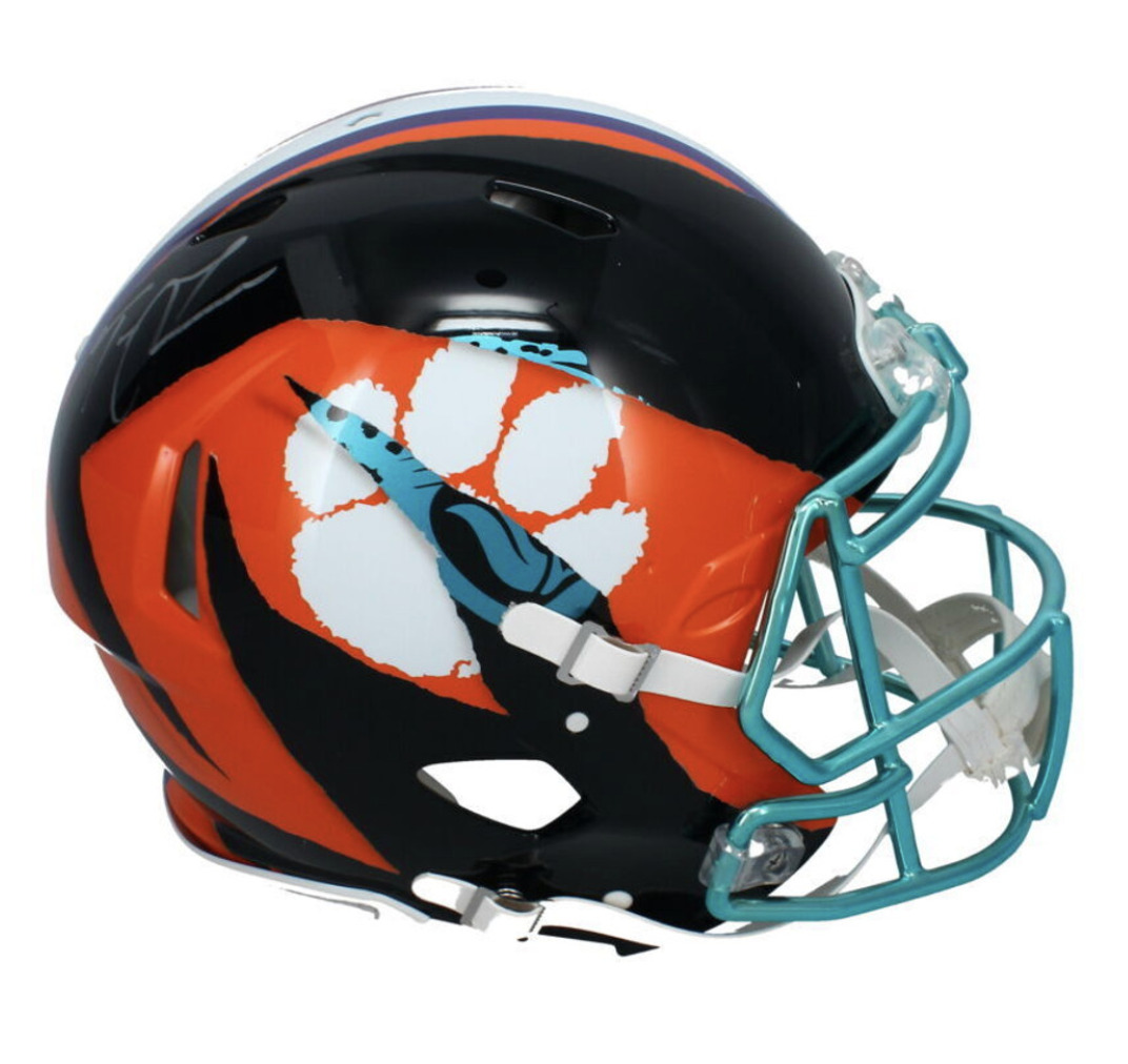 Trevor Lawrence Autographed Clemson / Jaguars Ripped Authentic Helmet Fanatics