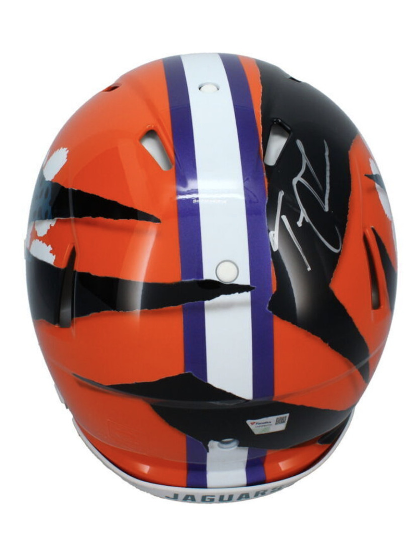 Trevor Lawrence Autographed Clemson / Jaguars Ripped Authentic Helmet Fanatics