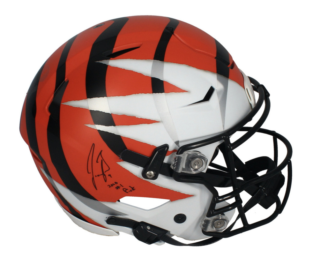 Joe Burrow Autographed "2020 #1 Pick" Bengals FSM Rip Speed Flex Helmet Fanatics