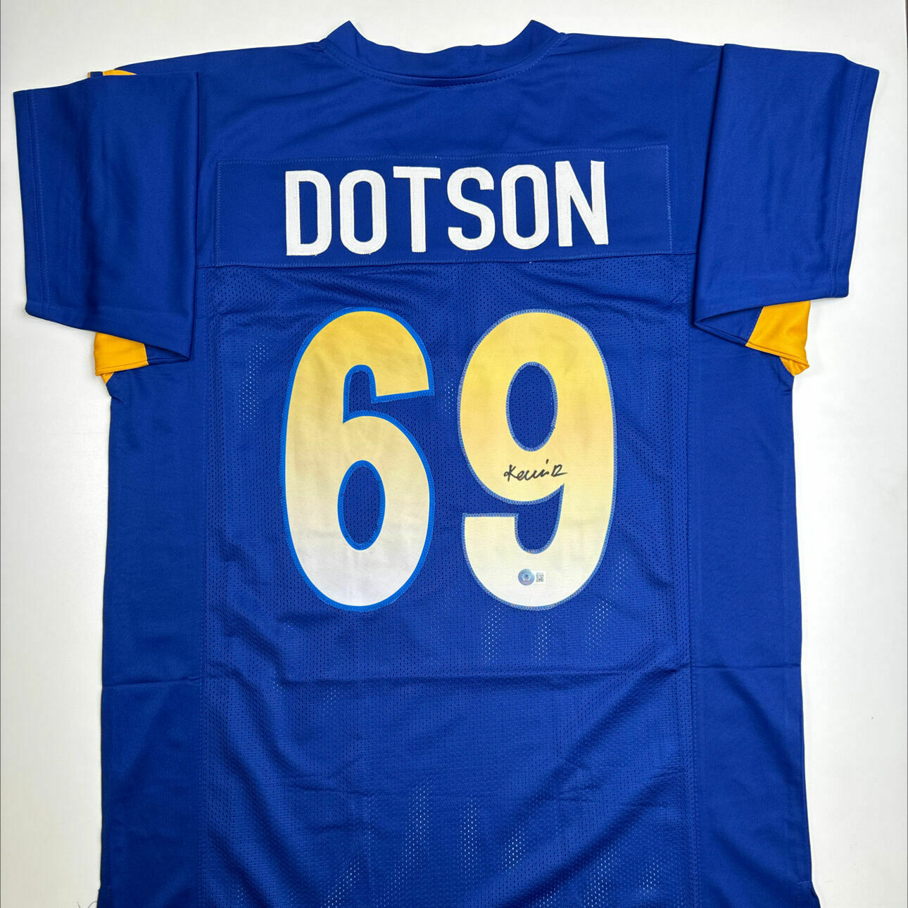 Kevin Dotson Signed Blue Custom Jersey