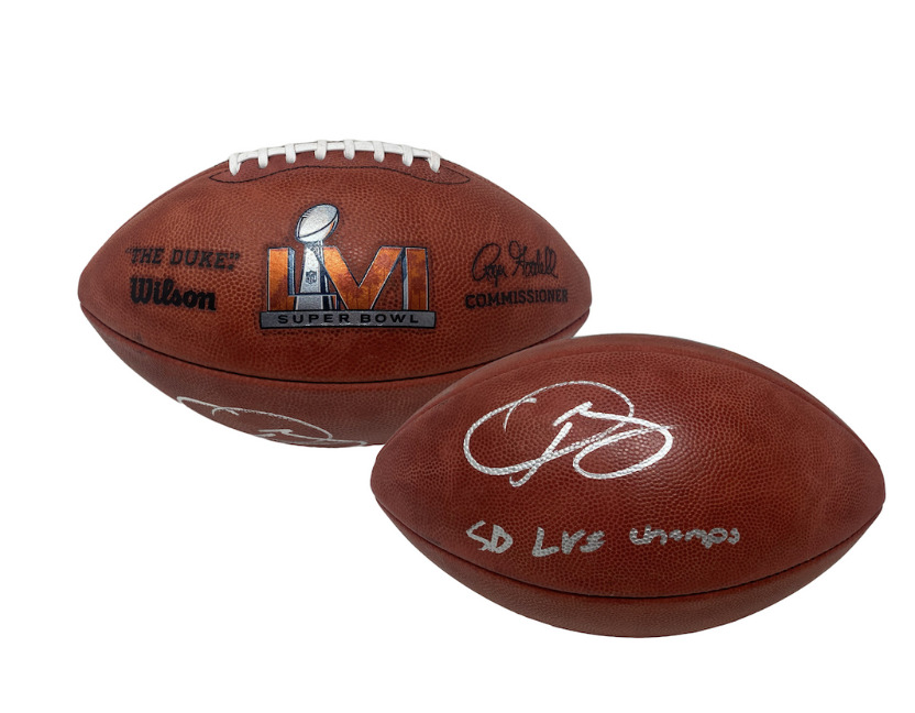 ODELL BECKHAM Jr Autographed "SB LVI Champs" Rams Official Football FANATICS