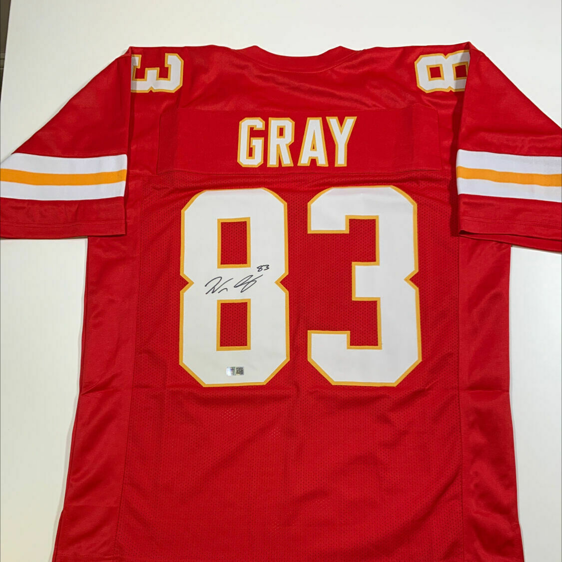 Gray Signed Red Custom Jersey