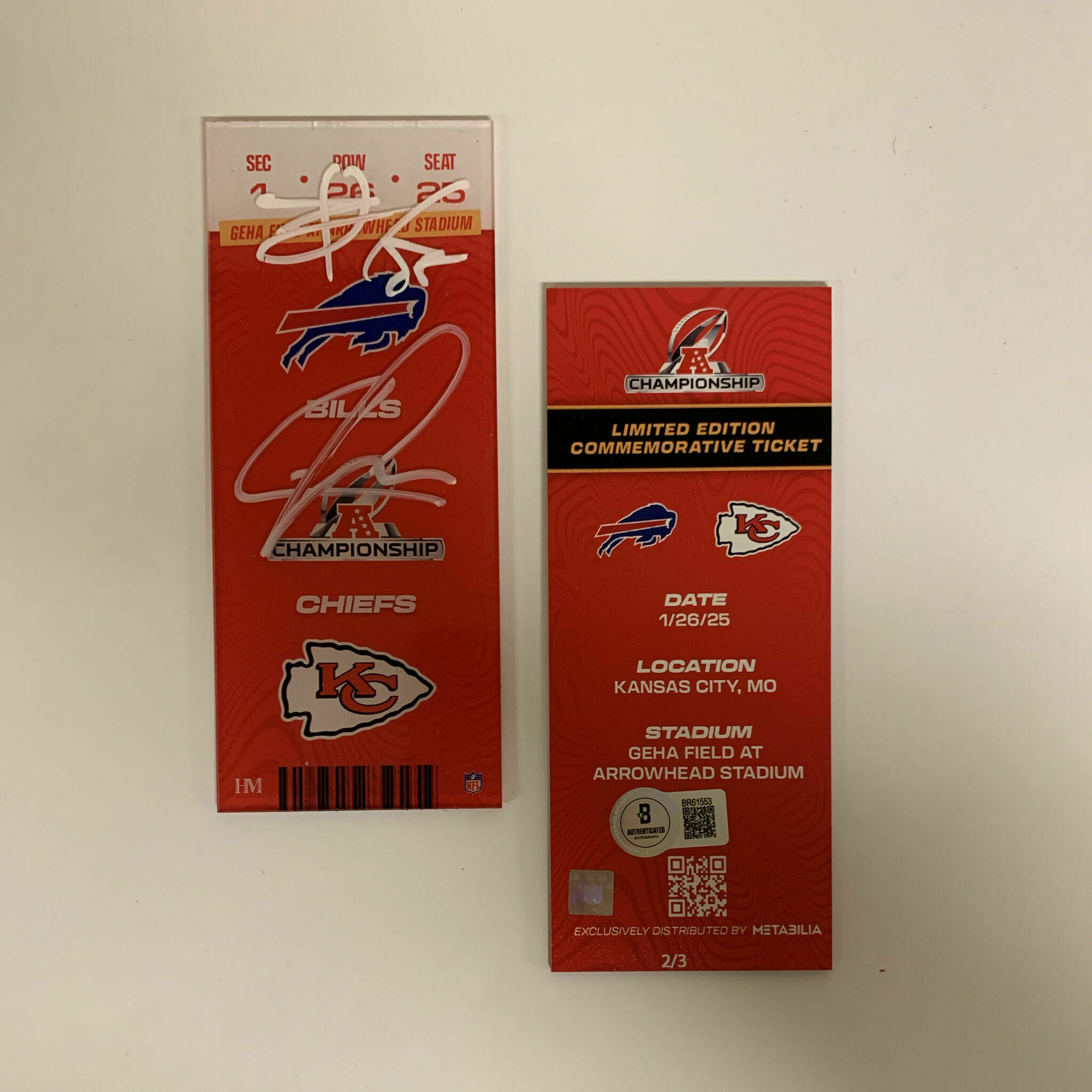 Travis Kelce and Chris Jones Signed AFC Championship Commemorative Ticket