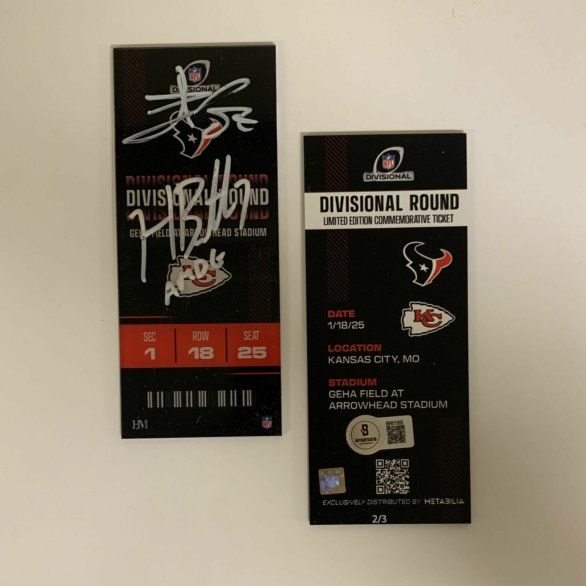 Travis Kelce and Harrison Butker Autographed Divisional Commemorative Ticket