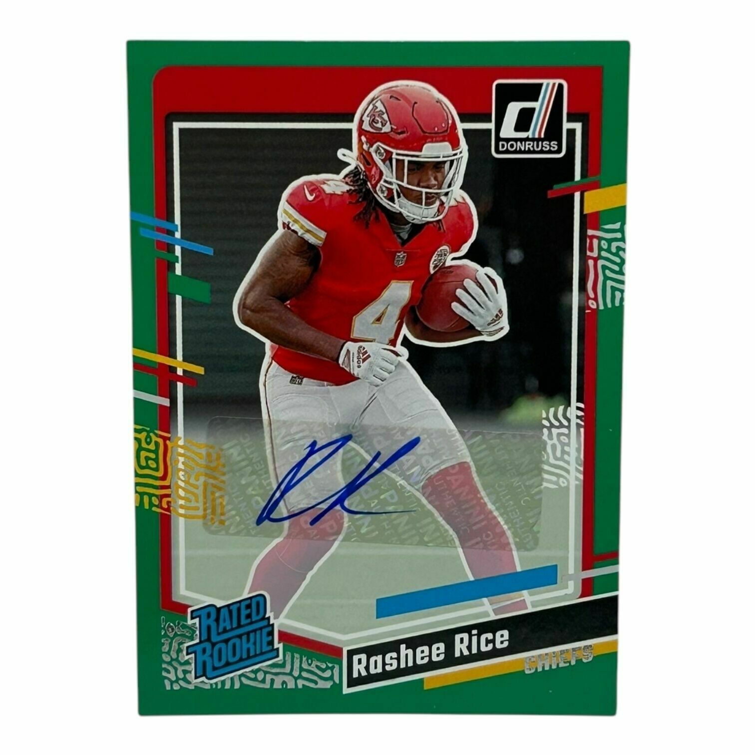 Rashee Rice 2023 Panini Donruss Rated Rookie Green Press Proof Autograph Rookie Card