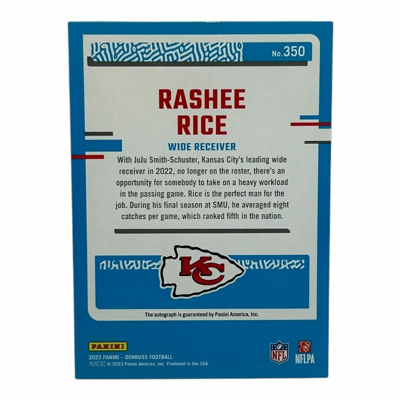 Rashee Rice 2023 Panini Donruss Rated Rookie Green Press Proof Autograph Rookie Card