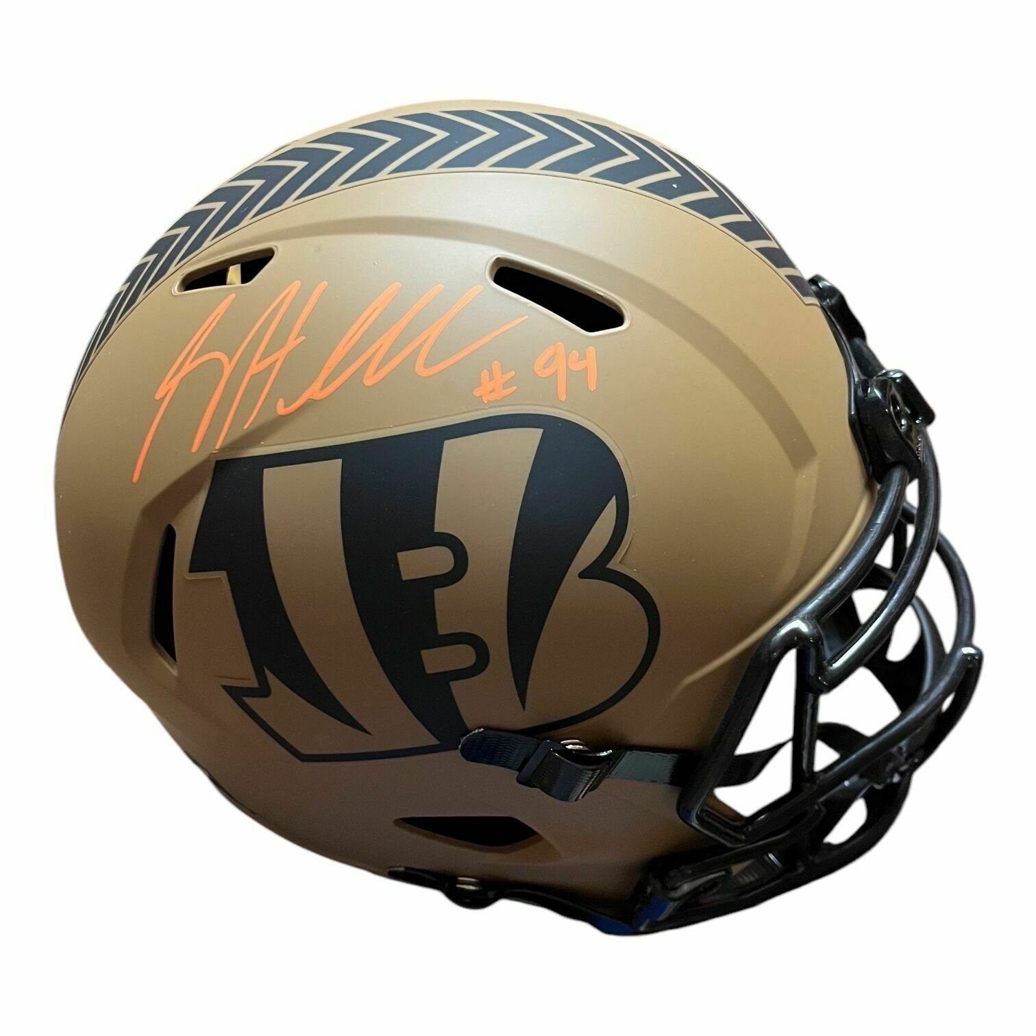 Sam Hubbard Autographed Cincinnati Bengals Army Brown Salute to Service Full Size Authentic Helmet - Beckett
