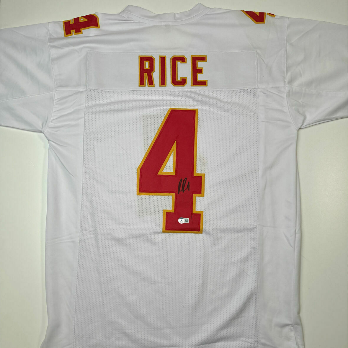 Rice Signed White Custom Jersey