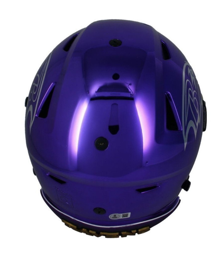 Ray Lewis Autographed Ravens Purple / Gold Chrome SpeedFlex Helmet Beckett