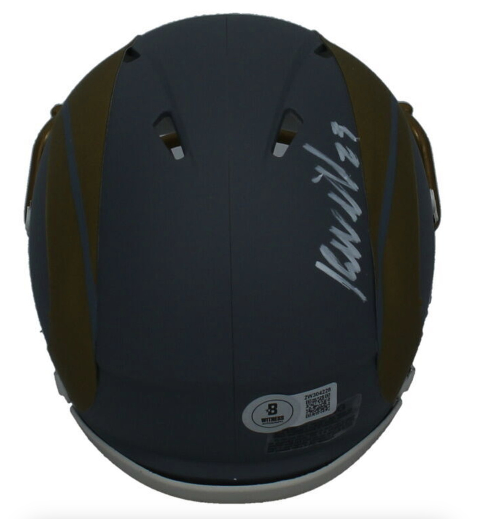 Kyren Williams Autographed (In White) Rams Slate Mini Speed Helmet Beckett